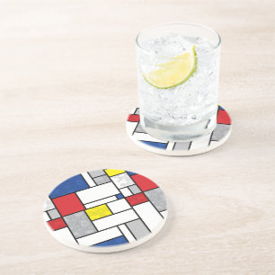Mondrian Retro Circles Minimalistisch De Stijl Mod Untersetzer