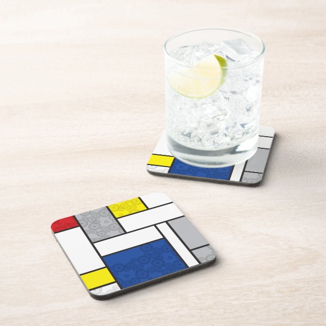 Mondrian Retro Circles Minimalistisch De Stijl Mod Untersetzer (Rechte Seite)