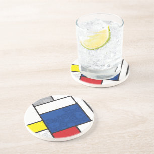 Mondrian Retro Circles Minimalistisch De Stijl Mod Untersetzer