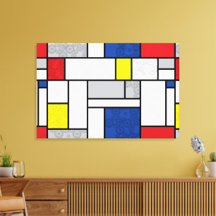 Mondrian Retro Kreise Minimalistischer De Stijl Mo Leinwanddruck