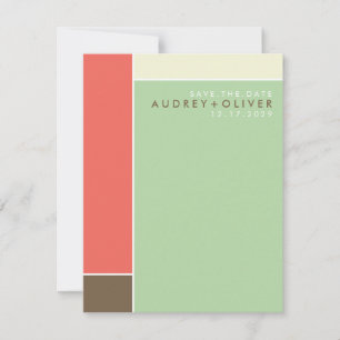 Mondrian Retro Mod Art Save the Date farbenfroh