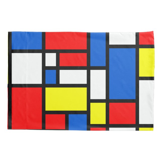 Mondrian roter blauer weißer und gelber kissenbezug (Rückseite)
