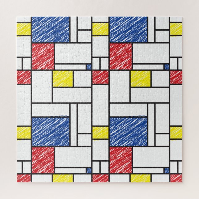 Mondrian Scribbles Minimalist Stijl Modern Art (Vertikal)