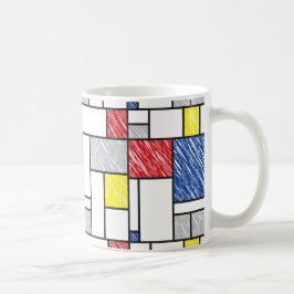 Mondrian Scribbles Minimalist Stijl Modern Art Kaffeetasse