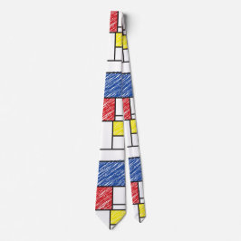 Mondrian Scribbles Minimalist Stijl Modern Art Krawatte
