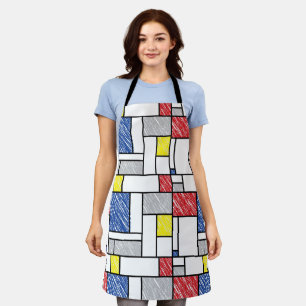 Mondrian Scribbles Minimalist Stijl Modern Art Schürze