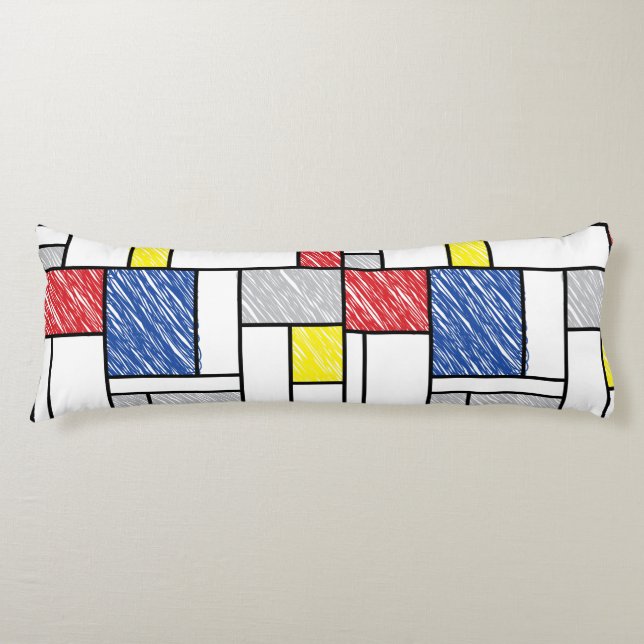 Mondrian Scribbles Minimalist Stijl Modern Art Seitenschläferkissen (Vorderseite)