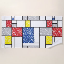 Mondrian Scribbles Minimalist Stijl Modern Art Strandtuch