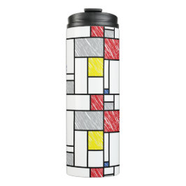 Mondrian Scribbles Minimalist Stijl Modern Art Thermosbecher