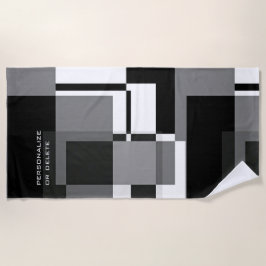 Mondrian Style Abstrakt Moderne Muster Schwarz-wei Strandtuch