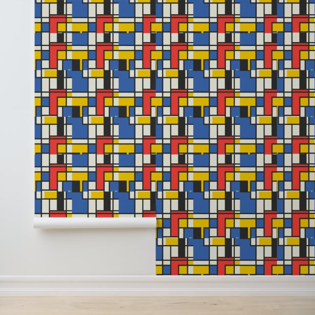 Mondrian Style Color Blocks Tapete (Anwendung)