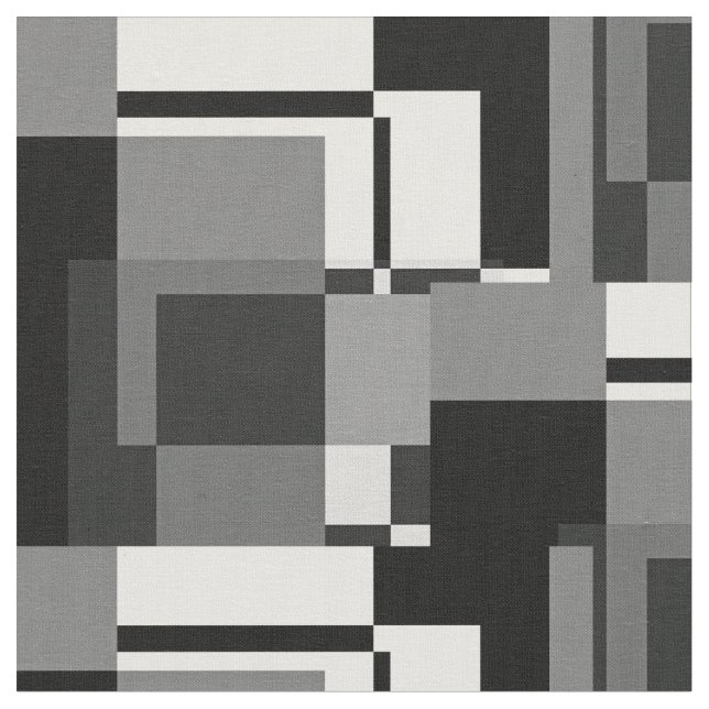 Mondrian Style Gray Abstrakt Modern Geometric Chic Stoff (Nahaufnahme)