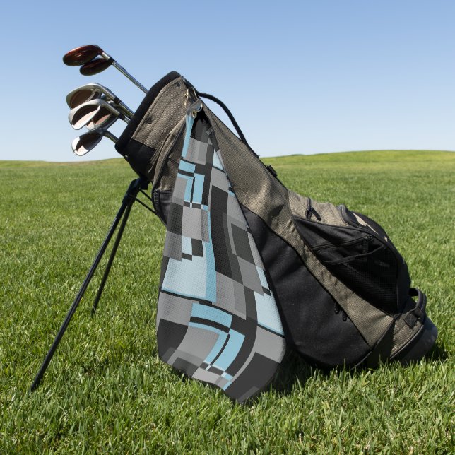 Mondrian Style Gray Blue Abstrakt Modern Geometric Golfhandtuch (Gras)