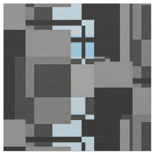 Mondrian Style Gray Blue Abstrakt Modern Geometric Stoff