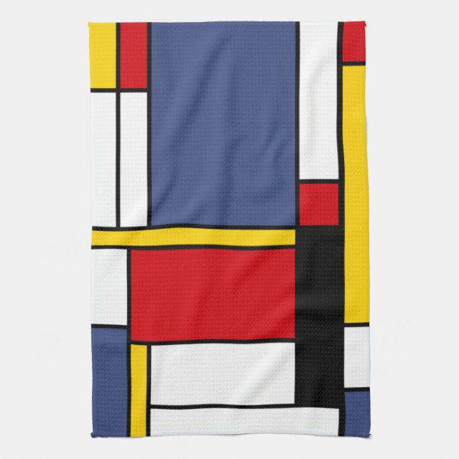 Mondrian Style Modernes Abstraktes Kunstdesign Geschirrtuch (Vertikal)