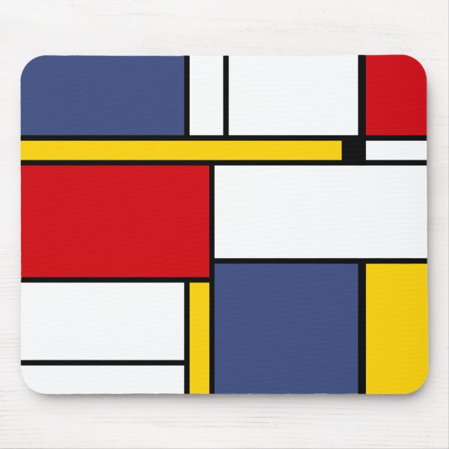 Mondrian Style Modernes Abstraktes Kunstdesign Mousepad (Vorne)