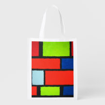 Mondrian Style Orange Green Blue Fuzzy Abstrakt