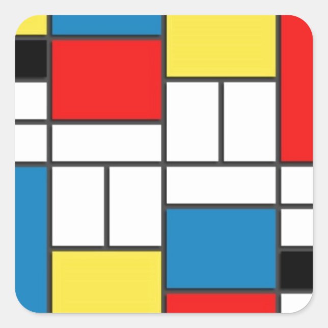 Mondrian Style Quadratischer Aufkleber (Vorderseite)