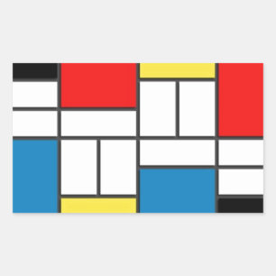 Mondrian Style Rechteckiger Aufkleber
