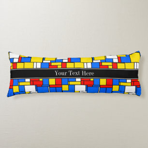 Mondrian Style Red Blue Yellow Black Name Monogram Seitenschläferkissen