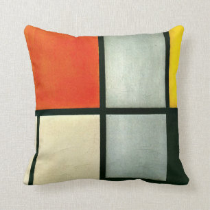 Mondrian - Tableau 3 mit Orange-rot, Gelb... Kissen