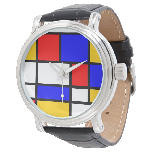 Mondrian-Uhr Armbanduhr (Schrägansicht)