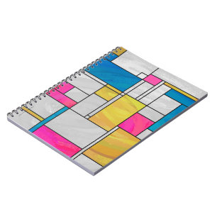 Mondrian Yellow Pink Blue Print Notizblock