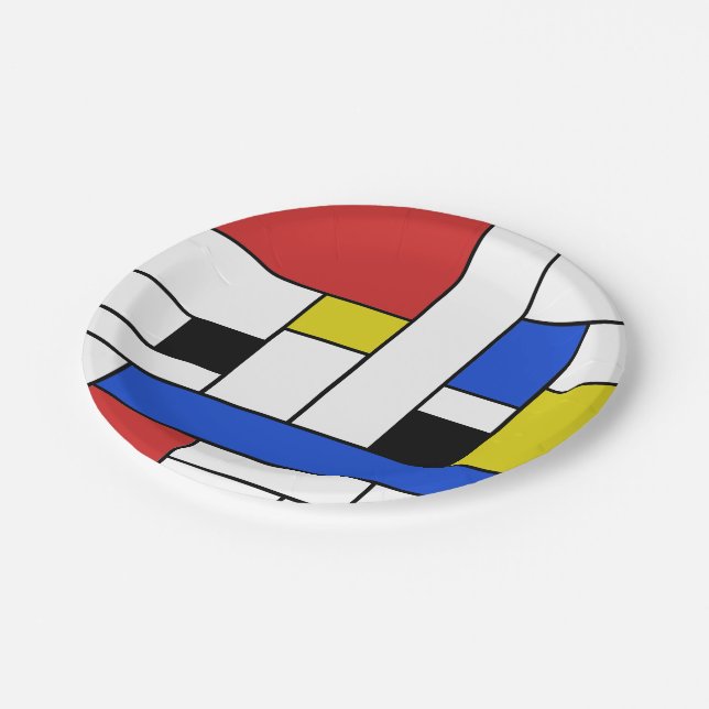 Mondrian zeichnet PapierTeller 7" (Schrägansicht)