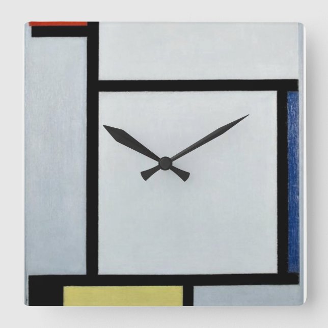 Mondrian - Zusammensetzung, 1921 Quadratische Wanduhr (Vorderseite)