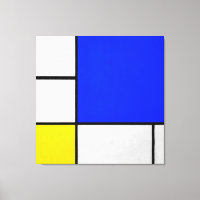 MONDRIAN - ZUSAMMENSETZUNG MIT BLAU, WEISS UND GEL
