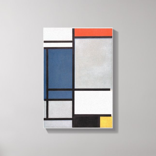 Mondrian-Zusammensetzung mit rot, blau, schwarz, g Leinwanddruck (Vorderseite)