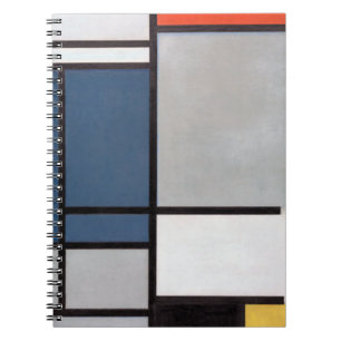 Mondrian-Zusammensetzung mit rot, blau, schwarz, g Notizblock