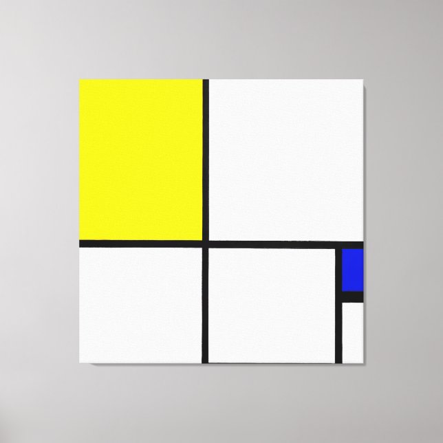 MONDRIAN - ZUSAMMENSETZUNG Nr. II mit Gelb und BLA Leinwanddruck (Vorderseite)