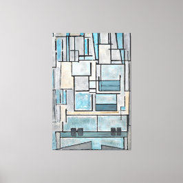 MONDRIAN - ZUSAMMENSETZUNG VI - 9 - BLAUE FAÇADE - LEINWANDDRUCK