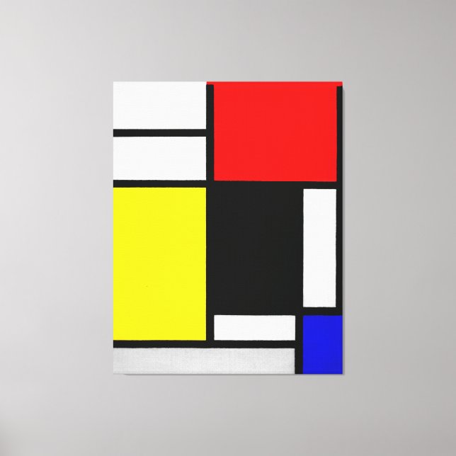 MONDRIANISCHE ZUSAMMENSETZUNG MIT ROT, GELB, SCHWA LEINWANDDRUCK (Vorderseite)