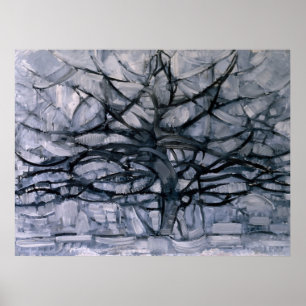 Mondrians Grauer Baum Poster