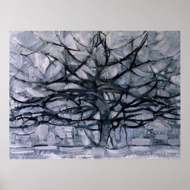 Mondrians Grauer Baum Poster (Vorne)