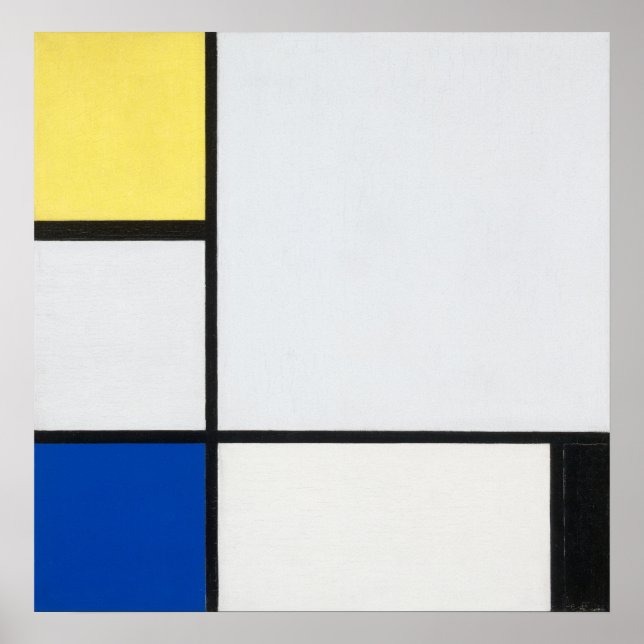 Mondrian's Zusammensetzung Gelb, Blau, Schwarz, Bl Poster (Vorne)