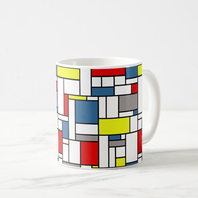 Mondrisches Design Kaffeetasse (VorderseiteRechts)