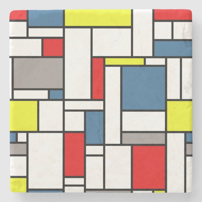 Mondrisches Design Steinuntersetzer (Vorderseite)