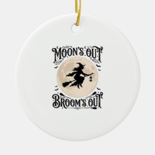 Monds raus Besen raus Hexe Halloween Keramik Ornament