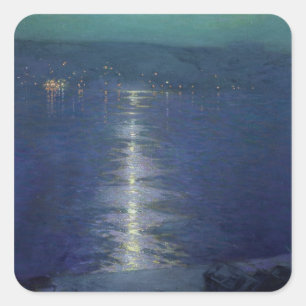 Mondschein auf dem Fluss, 1919 Quadratischer Aufkleber
