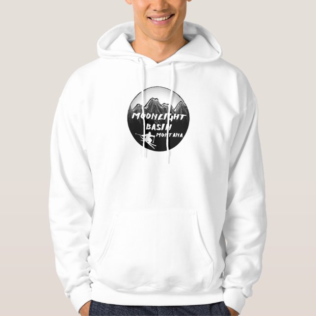 Mondschein-Becken-Montana-Skifahrer Hoodie (Vorderseite)