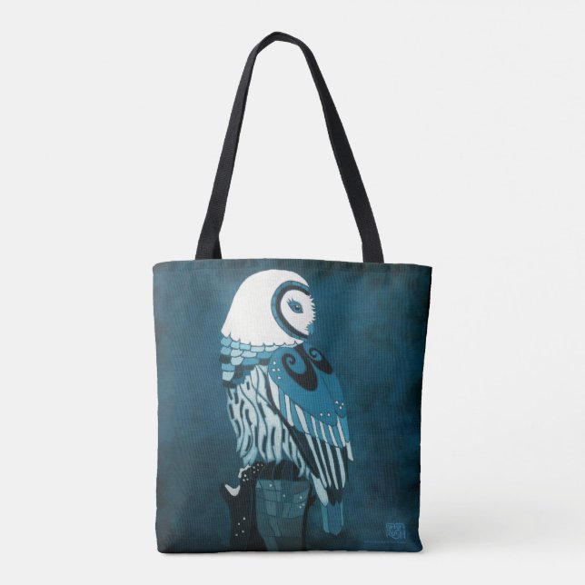 Mondschein-Eulen-Kunst Tasche (Rückseite)