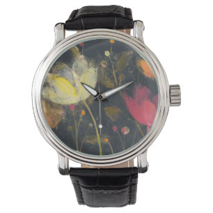 Mondschein-Garten auf Schwarzem Armbanduhr