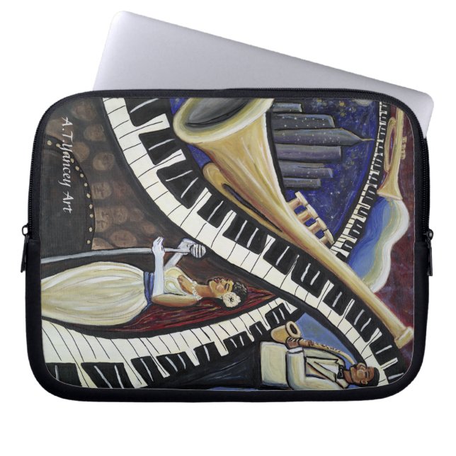 Mondschein-Jazz-Laptop-Hülse Laptopschutzhülle (Vorderseite)
