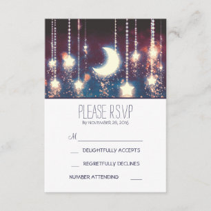 Mondsterne und Lichterfolge Hochzeit-RSVP-Karten RSVP Karte