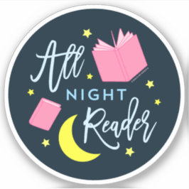 Mondsterne und rosa Bücher für die ganze Nacht Aufkleber