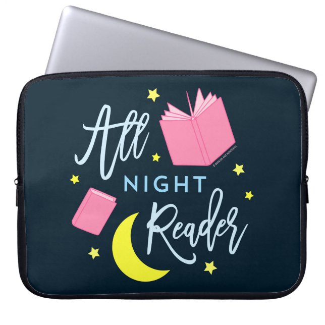 Mondsterne und rosa Bücher für die ganze Nacht Laptopschutzhülle (Vorderseite)