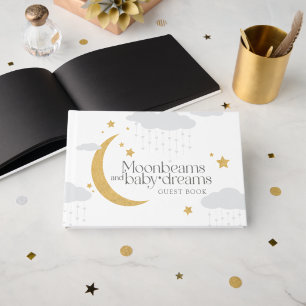 Mondstrahlen und Babyträume Baby-Party Gold Grau Gästebuch